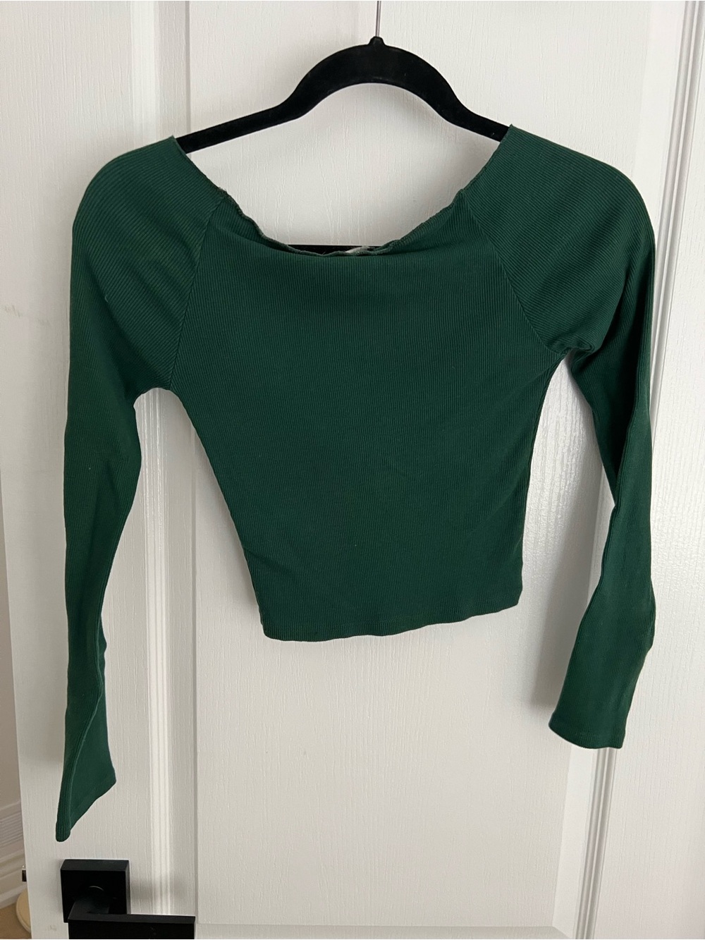 Brandy Melville Off Shoulder Dark Green Long Sleeve Women's Top